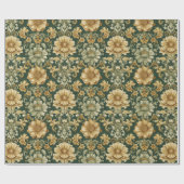 William Morris Florals Leaves Christmas Pattern ラッピングペーパー (フラット)