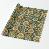 William Morris Florals Leaves Christmas Pattern ラッピングペーパー (アンロールド)