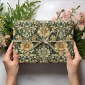 William Morris Florals Leaves Christmas Pattern ラッピングペーパー