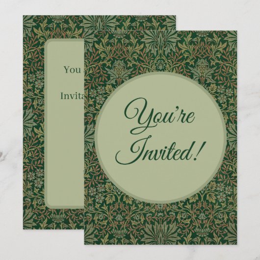William Morris Flower Garden-Greens 招待状 (正面/裏面)