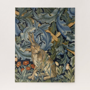 William Morris Forest Rabbit Floral Art Nouveau ジグソーパズル