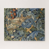 William Morris Forest Rabbit Floral Art Nouveau ジグソーパズル (横)