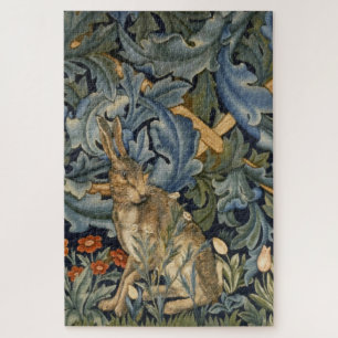 William Morris Forest Rabbit Floral Art Nouveau ジグソーパズル