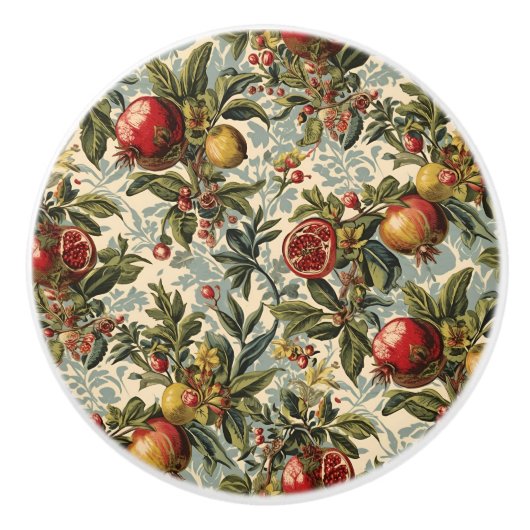 William Morris Fruit Pomegranate floral pattern セラミックノブ (正面)