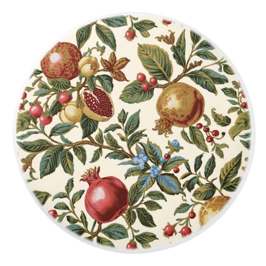 William Morris Fruit Pomegranate pattern セラミックノブ (正面)