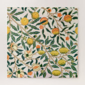 William Morris Fruit Pomegranate White Ornament ジグソーパズル (横)