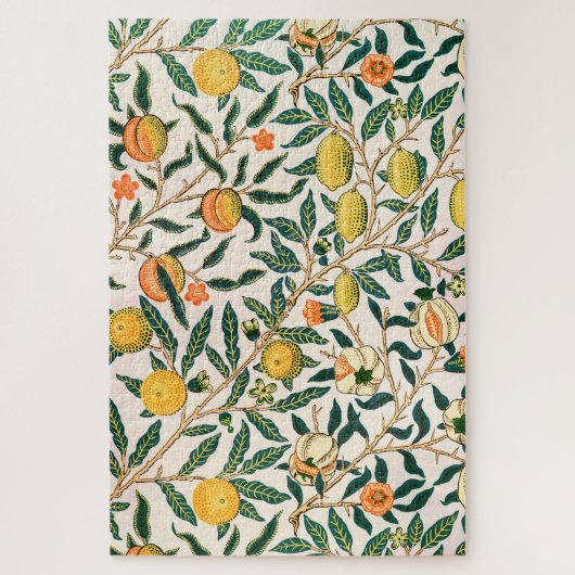 William Morris Fruit Pomegranate White Ornament ジグソーパズル (縦)