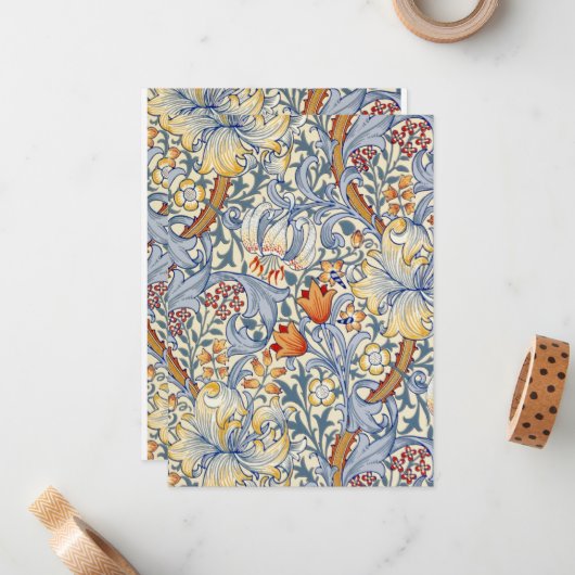 William Morris Gold Lily Flat Note Card ノートカード (正面/裏面インサイチュ)