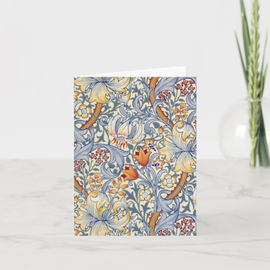 William Morris Gold Lily Folded Note Card ノートカード (正面)