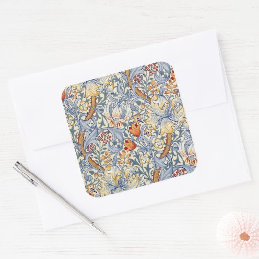 William Morris Gold Lily Victorian Wallpaper スクエアシール (封筒)