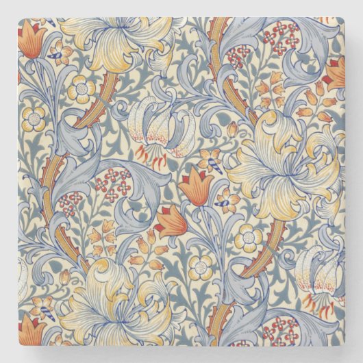 William Morris Gold Lily Victorian Wallpaper ストーンコースター (正面)
