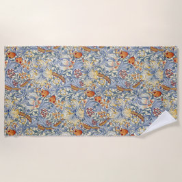 William Morris Gold Lily Victorian Wallpaper ビーチタオル