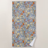 William Morris Gold Lily Victorian Wallpaper ビーチタオル (正面)