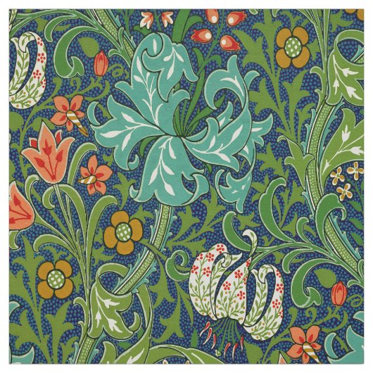 William Morris Golden Lily Floral Pattern ファブリック (見本)