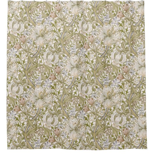 William Morris Golden Lily Garden Flower Classic シャワーカーテン (正面)
