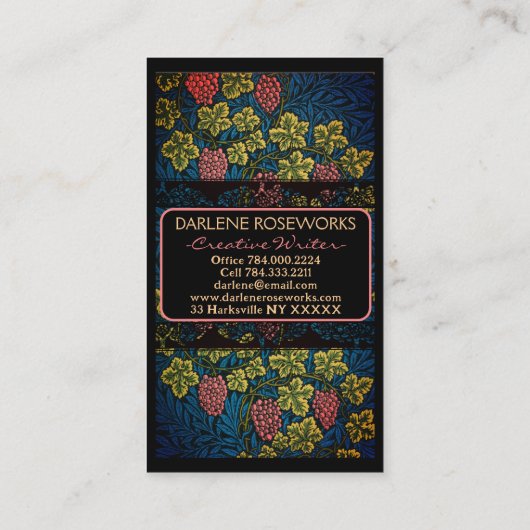 William Morris Grapes & Grape Vines Business Card 名刺 (裏面)