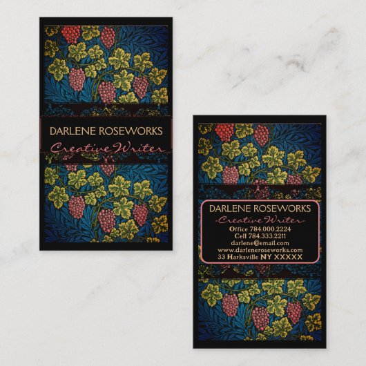 William Morris Grapes & Grape Vines Business Card 名刺 (正面/裏面)
