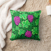 William Morris Grapevine、マゼンタ、グリーン クッション (ブランケット)