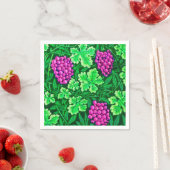 William Morris Grapevine、マゼンタ、グリーン スタンダードカクテルナプキン (インサイチュ)