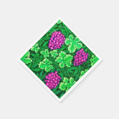 William Morris Grapevine、マゼンタ、グリーン スタンダードカクテルナプキン (角)