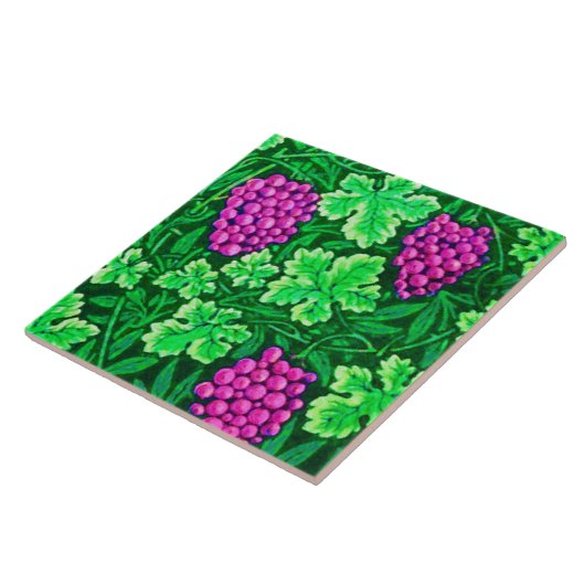 William Morris Grapevine、マゼンタ、グリーン タイル (側面)