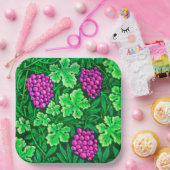 William Morris Grapevine、マゼンタ、グリーン ペーパープレート (パーティー)