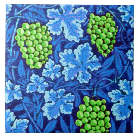 William Morris Grapevine、Cobalt Blue タイル (正面)