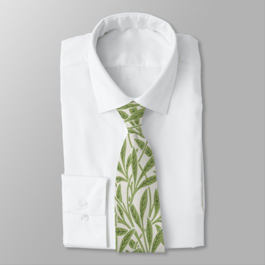 William Morris Green Floral Botanical Pattern ネクタイ (タイ)