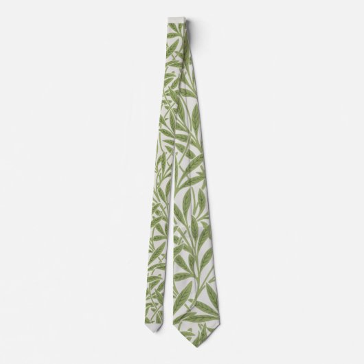 William Morris Green Floral Botanical Pattern ネクタイ (裏面)