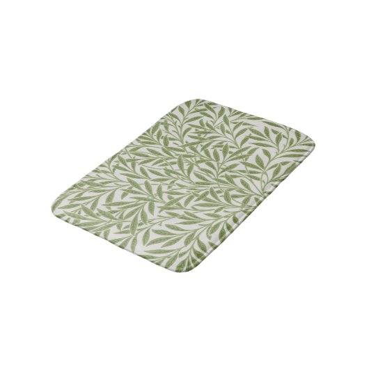 William Morris Green Floral Botanical Pattern バスマット (アングル)