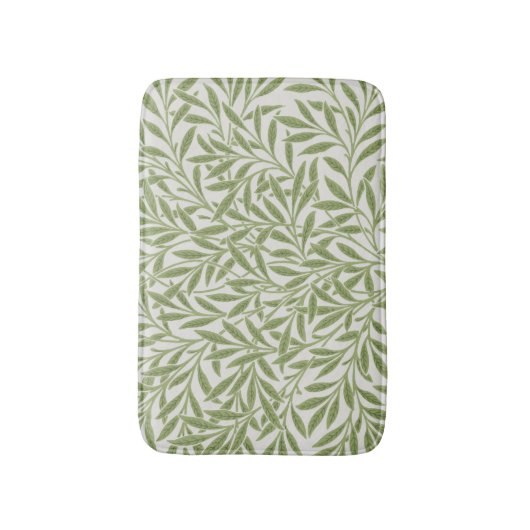 William Morris Green Floral Botanical Pattern バスマット (正面縦)