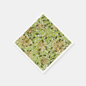 William Morris Honeysuckle Green Flowers スタンダードカクテルナプキン (角)