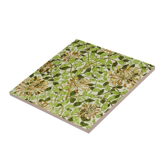 William Morris Honeysuckle Green Flowers タイル (側面)