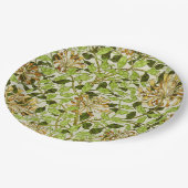 William Morris Honeysuckle Green Flowers ペーパープレート (アングル)
