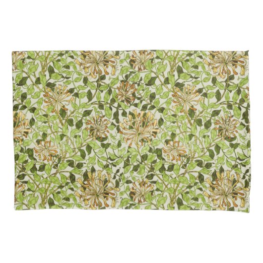 William Morris Honeysuckle Green Flowers 枕カバー (正面)