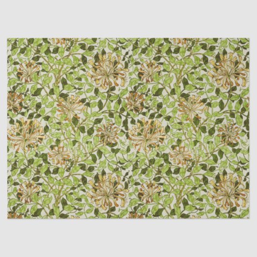 William Morris Honeysuckle Green Flowers 薄葉紙 (正面)