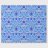 William Morris Hyacinthプリント、コバルトブルー&ホワイト ラッピングペーパー (フラット)