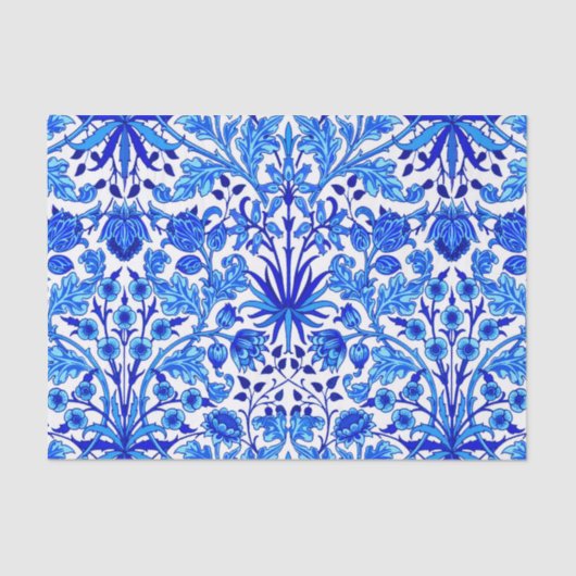 William Morris Hyacinthプリント、コバルトブルー&ホワイト 薄葉紙 (正面)