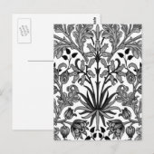 William Morris Hyacinthプリント、ブラック、ホワイト、グレー ポストカード (正面/裏面)