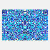 William Morris Hyacinths、Black/White、Pink、Blue ラッピングペーパーシート (正面3)