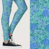 William Morris Inspired Blue Floral Patterned レギンス