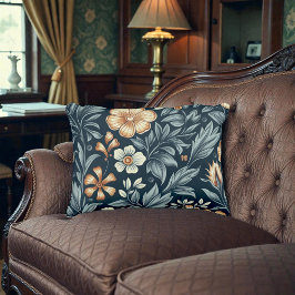 William Morris Inspired Botanical Style Pattern アクセントクッション