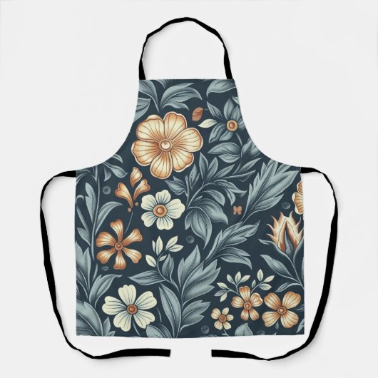 William Morris Inspired Botanical Style Pattern エプロン (正面)