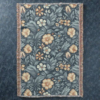 William Morris Inspired Botanical Style Pattern スローブランケット