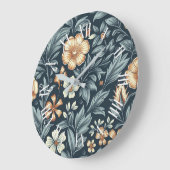 William Morris Inspired Botanical Style Pattern ラージ壁時計 (傾斜)