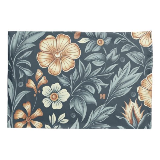 William Morris Inspired Botanical Style Pattern 枕カバー (裏面-左)