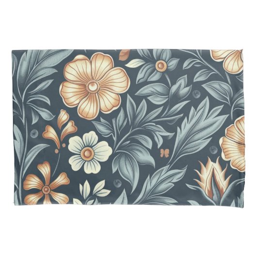 William Morris Inspired Botanical Style Pattern 枕カバー (正面左)