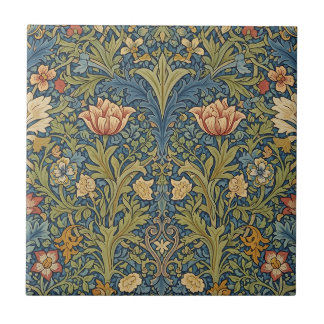William Morris Inspired Floral Ceramic Tile タイル