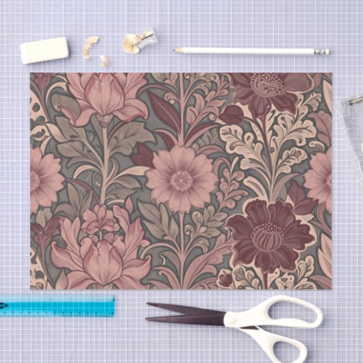 William Morris Inspired Floral Pattern 薄葉紙 (クラフト)