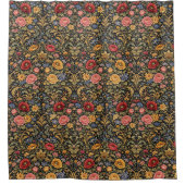 William Morris Inspired Pattern Colorful Flowers シャワーカーテン (正面)